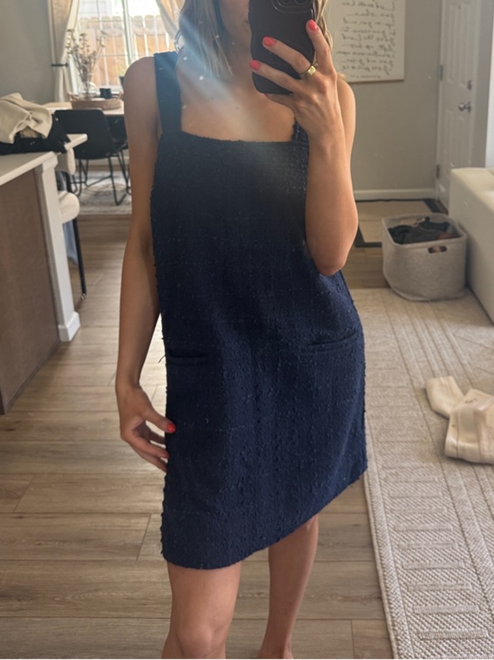 Abercrombie & Fitch Navy Textured Square-Neck Mini Dress